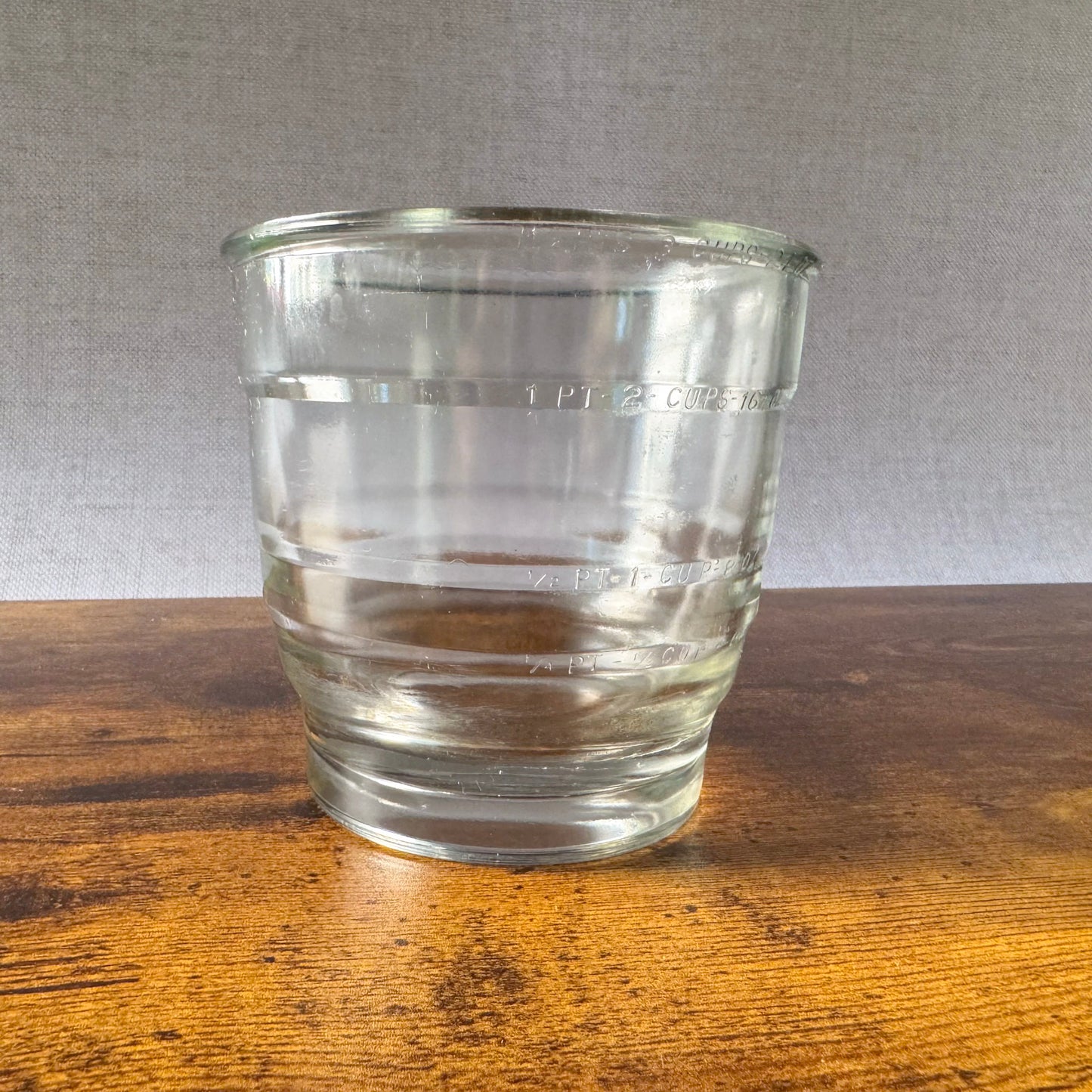 Vintage Heavy Clear Glass 3-Cup Measuring Glass | Embossed Markings