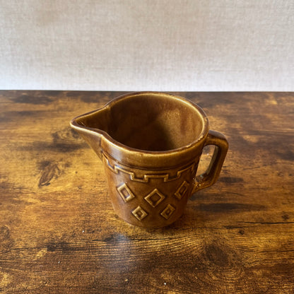 Vintage Monmouth Western Stoneware Pitcher | Geometric Diamond Relief