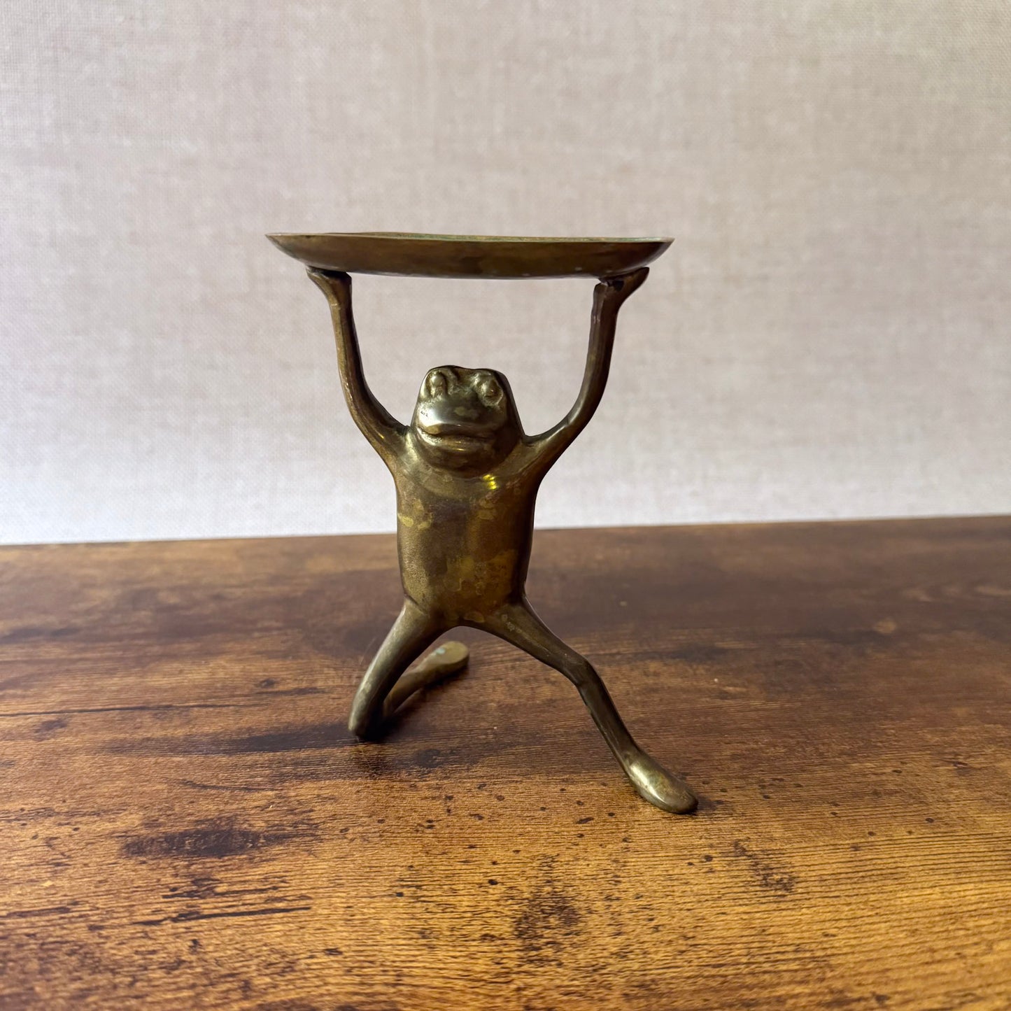 Vintage Brass Soap Holder | Figural Frog