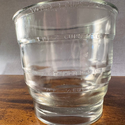 Vintage Heavy Clear Glass 3-Cup Measuring Glass | Embossed Markings