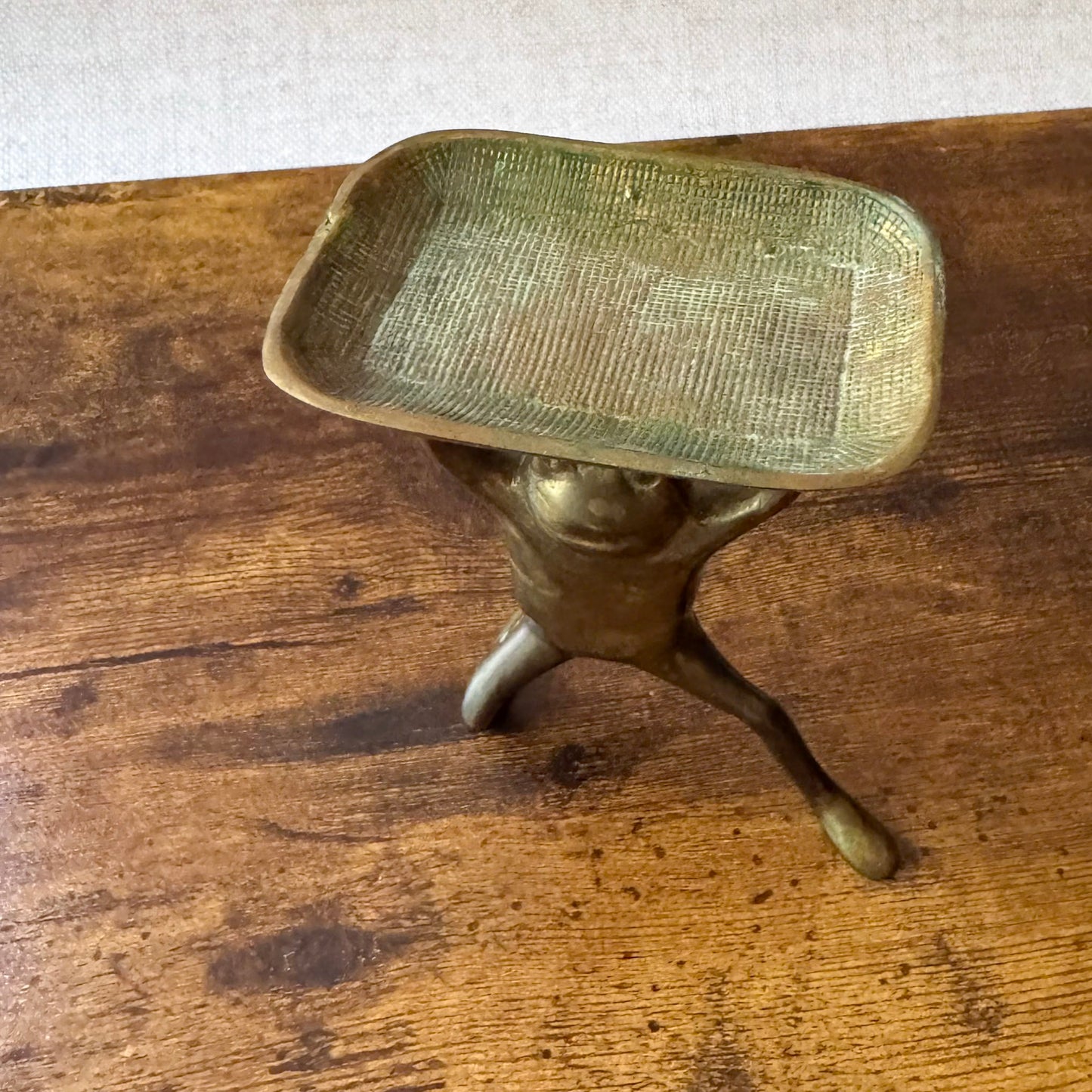 Vintage Brass Soap Holder | Figural Frog