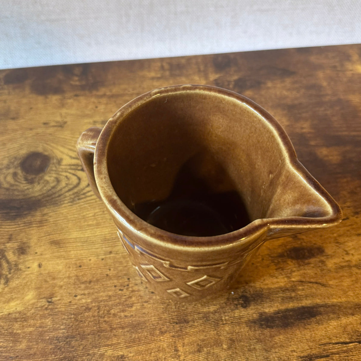 Vintage Monmouth Western Stoneware Pitcher | Geometric Diamond Relief