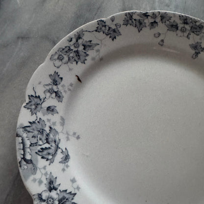Antique John Maddock & Sons Plates | Royal Vitreous Blue Floral Transferware | Set of 2