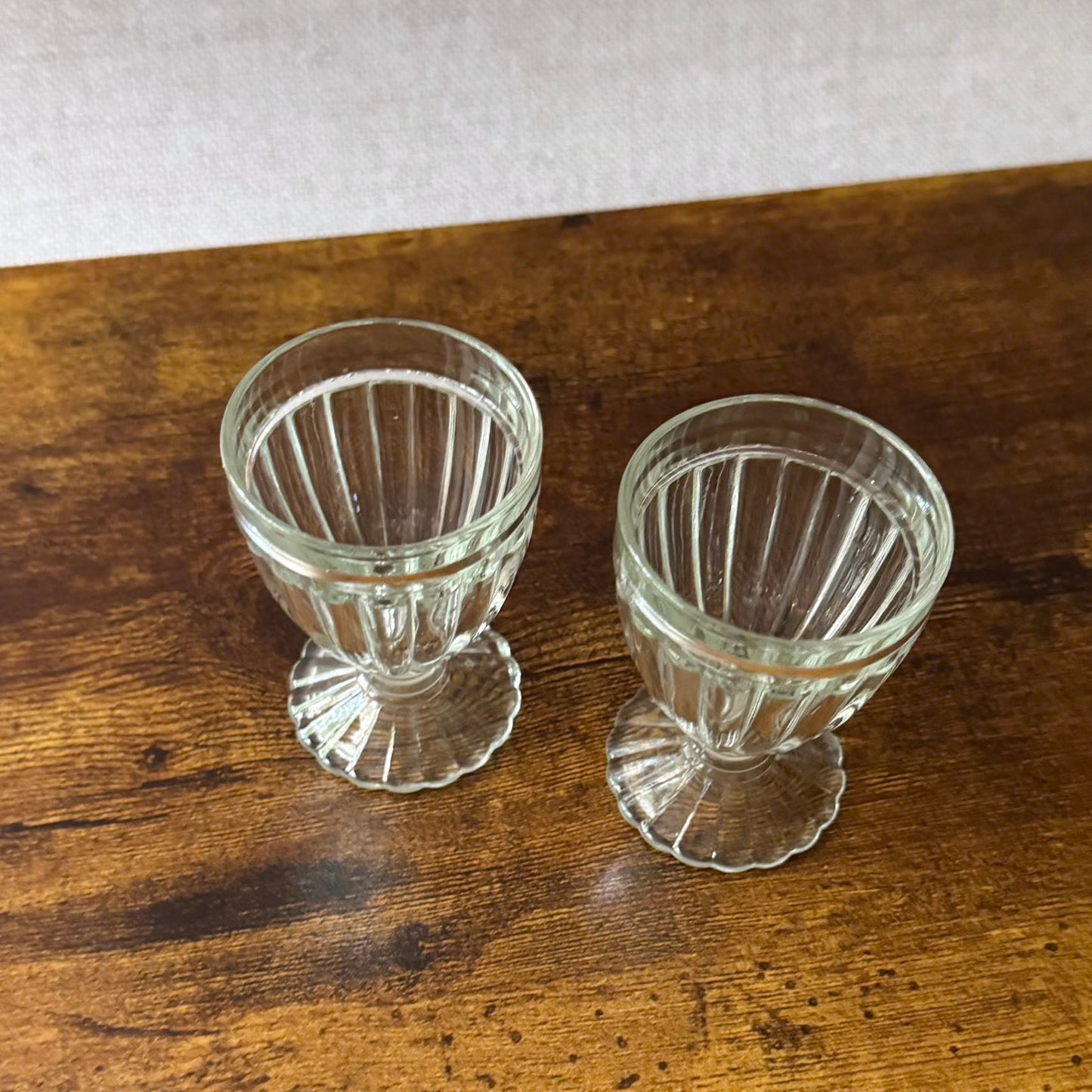Vintage Small Goblets | Clear Ribbed Glass | Set of 4