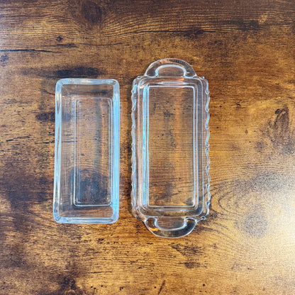 Vintage Butter Dish | Intricate Manganese Base