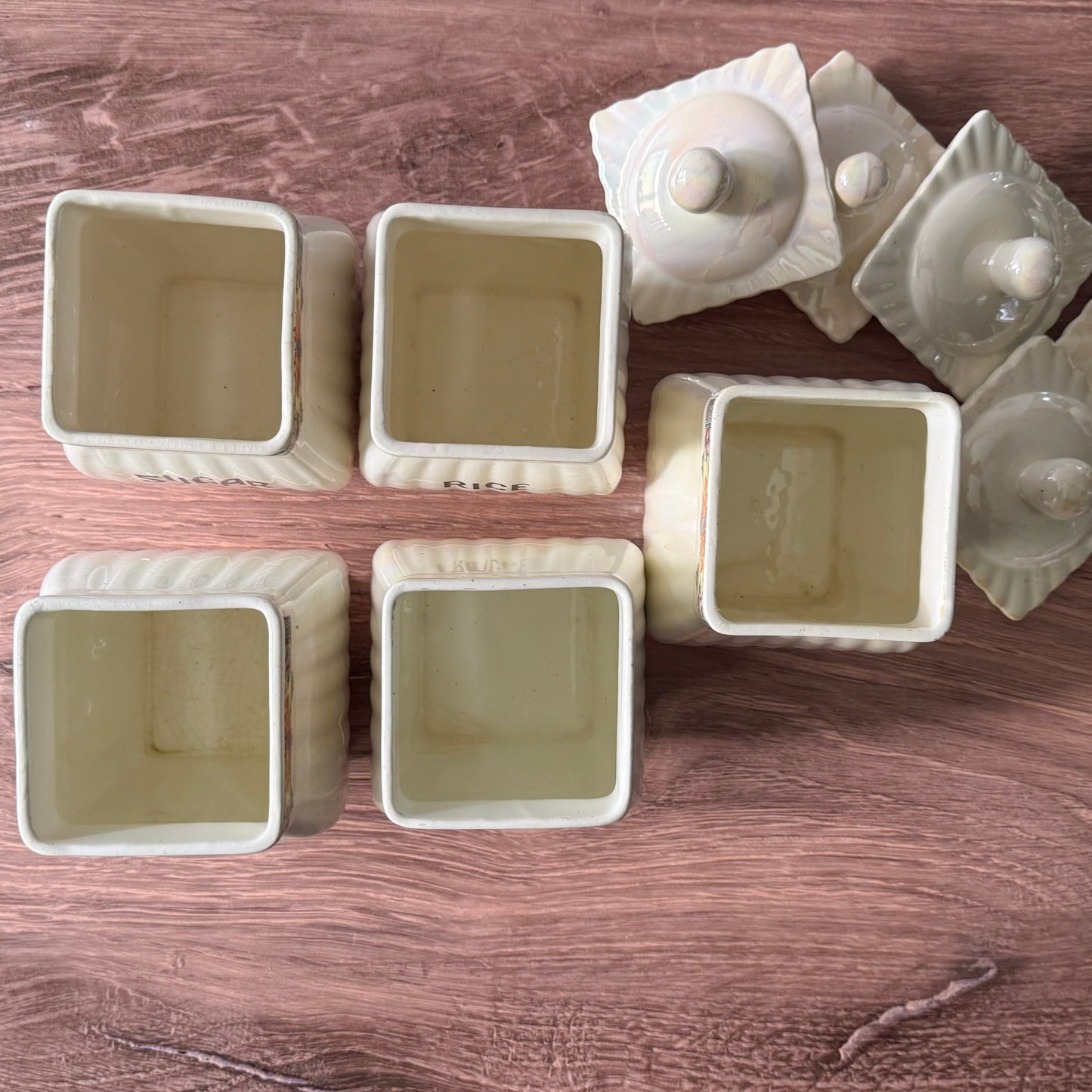 Vintage Pearl Lusterware Cannister Set | Germany Lotte