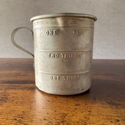 Vintage Aluminum 1-Cup Measuring Cup | Embossed Fractions | Rustic Kitchen