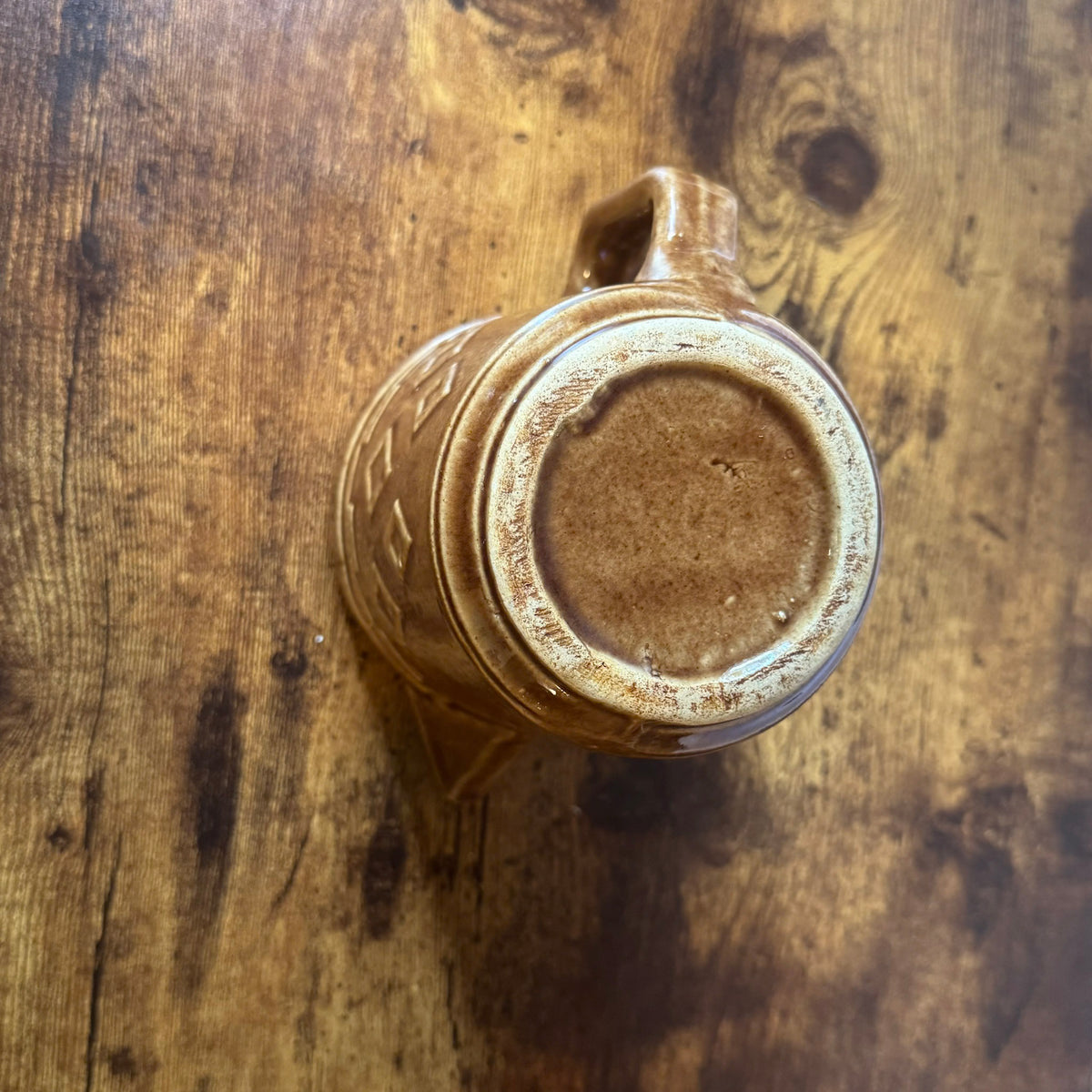 Vintage Monmouth Western Stoneware Pitcher | Geometric Diamond Relief
