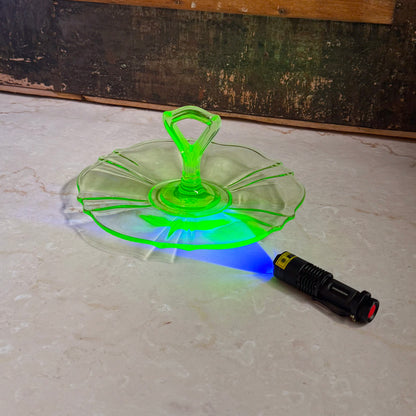 Vintage Tid-Bit Tray | Uranium Green Depression Glass
