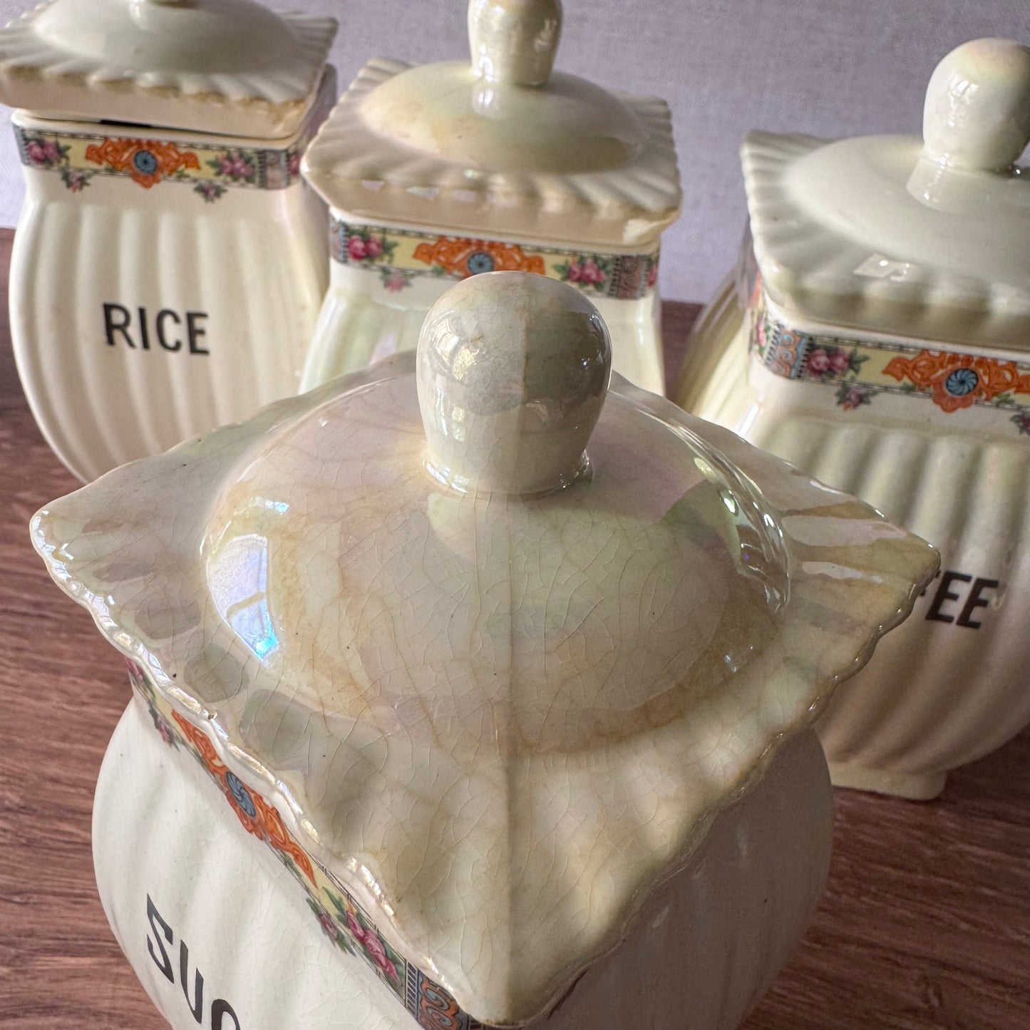Vintage Pearl Lusterware Cannister Set | Germany Lotte