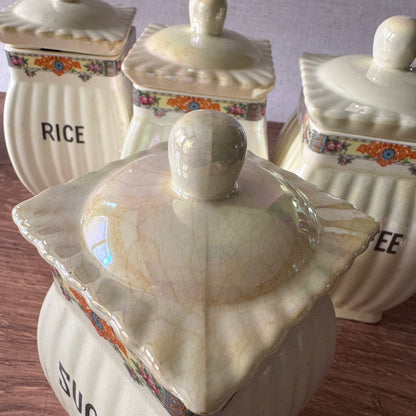 Vintage Pearl Lusterware Cannister Set | Germany Lotte