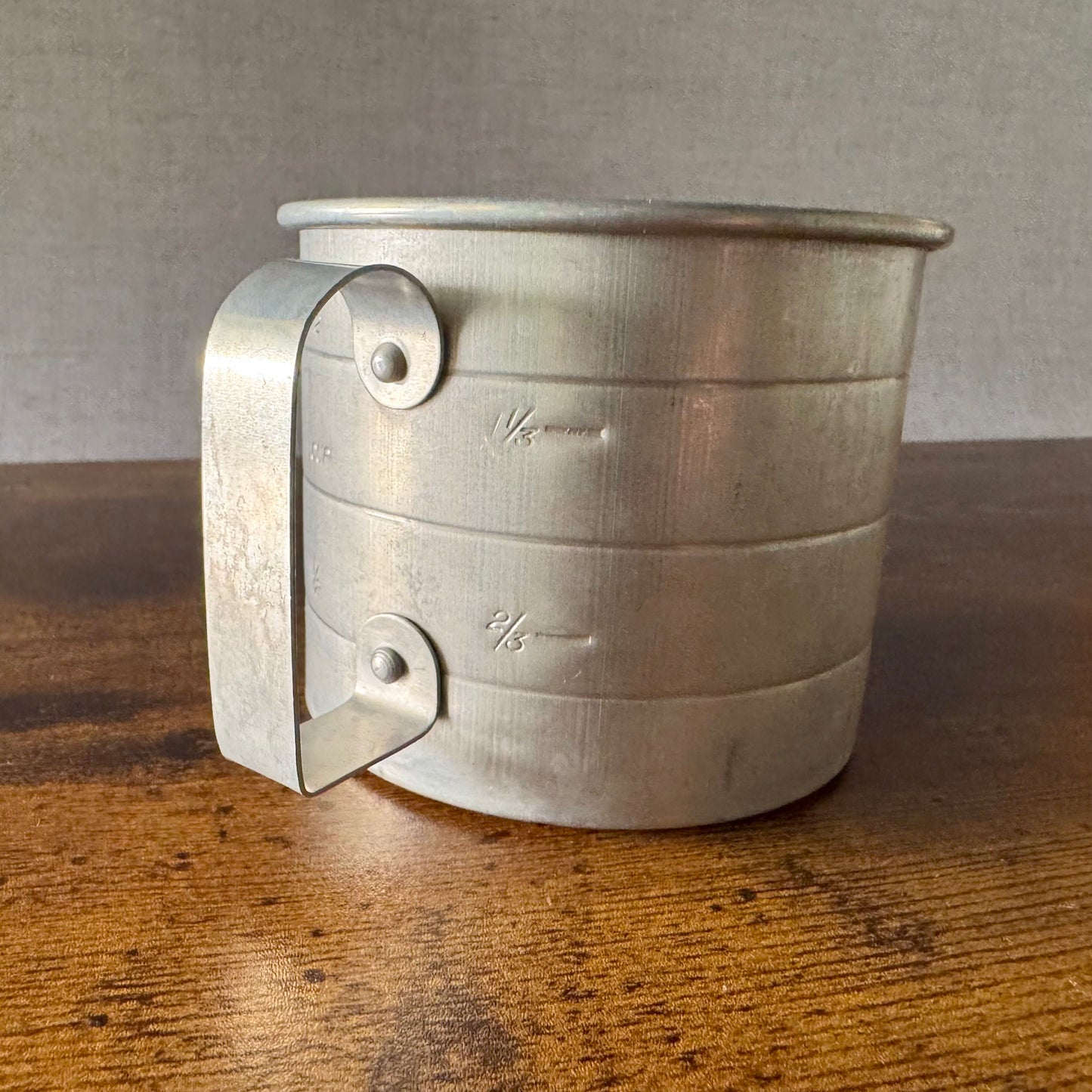 Vintage Aluminum 2-Cup Measuring Cup | Riveted Handle