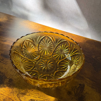 Vintage Serving Bowl | Amber Pressed Glass | Anchor Hocking Star Cameo