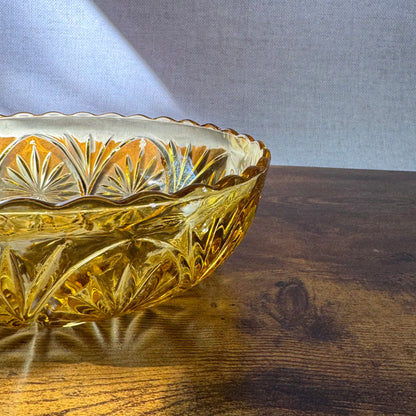 Vintage Serving Bowl | Amber Pressed Glass | Anchor Hocking Star Cameo