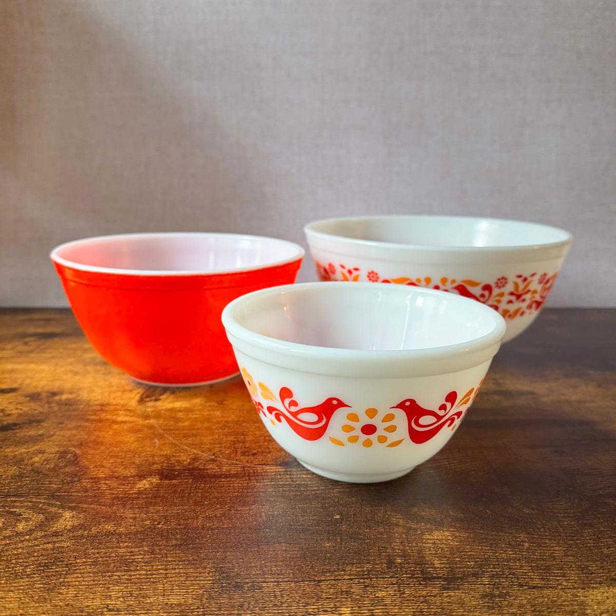 Vintage Pyrex Friendship Mixing Bowls Set of 3 | 1970s Nesting Glass