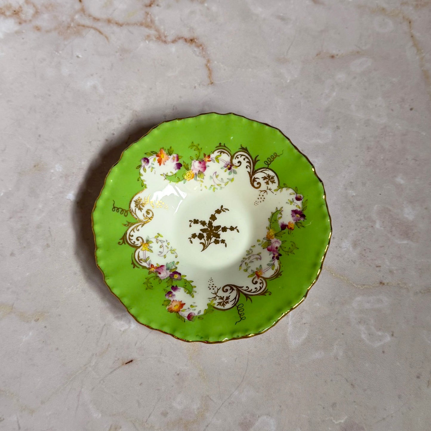 Vintage English Floral Gilt Bonbon Dish | Bone China | Coalport England