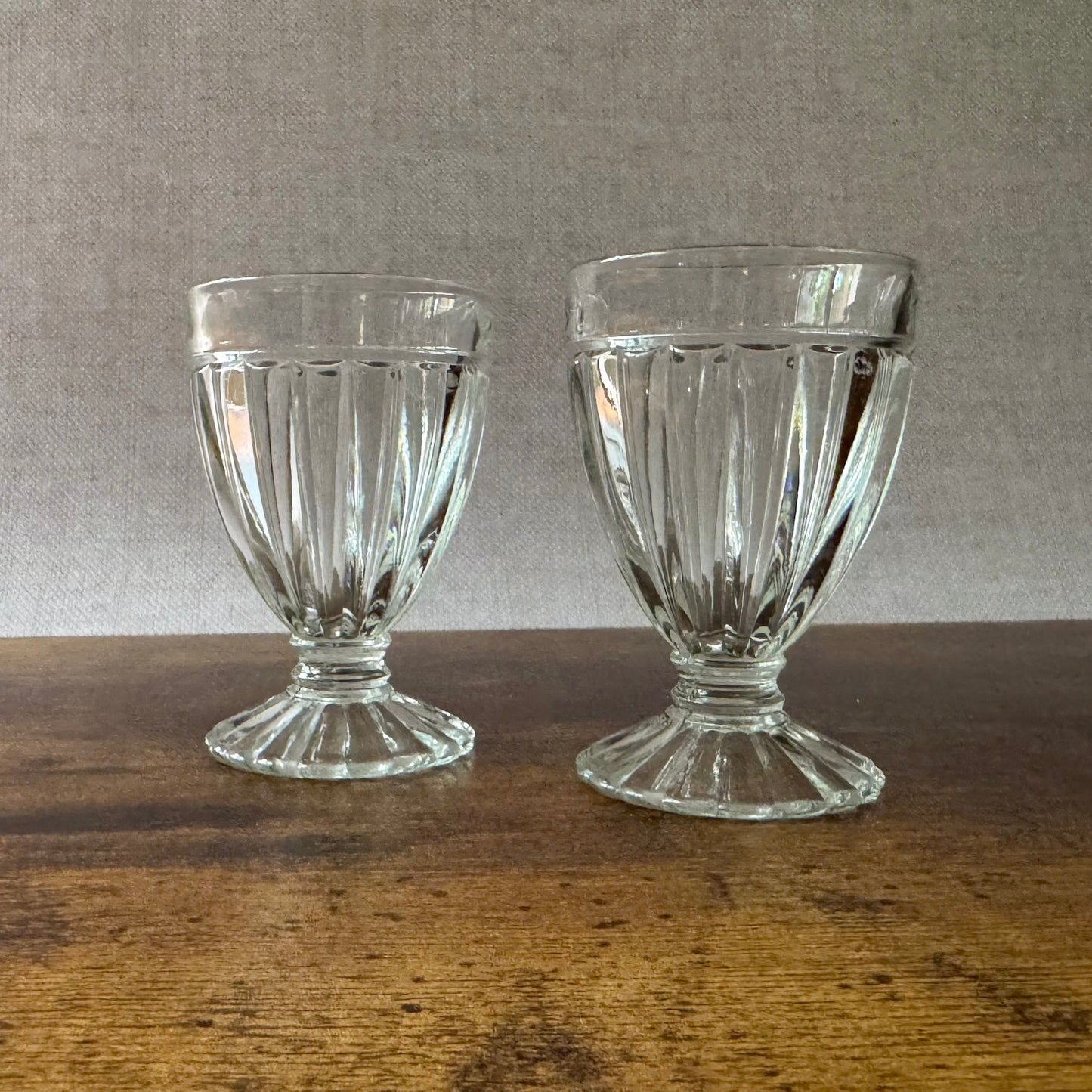Vintage Small Goblets | Clear Ribbed Glass | Set of 4