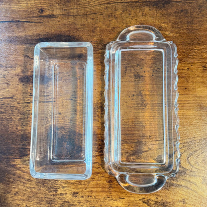 Vintage Butter Dish | Intricate Manganese Base