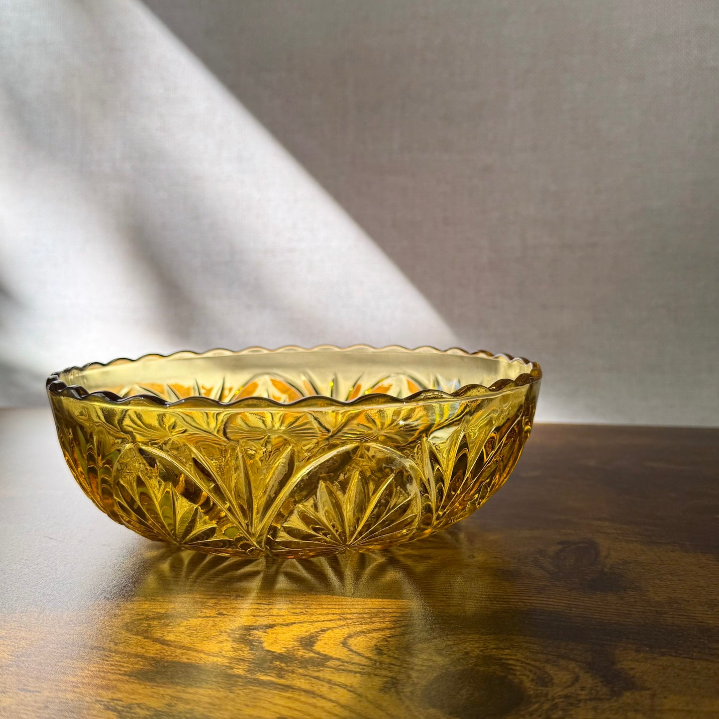 Vintage Serving Bowl | Amber Pressed Glass | Anchor Hocking Star Cameo