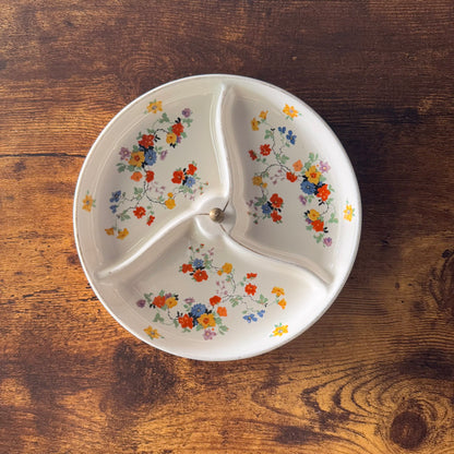 Vintage Made in Japan Divided Serving Dish | Floral Ceramic Relish Tray