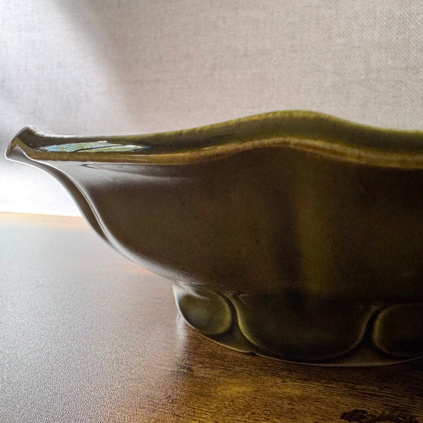 Vintage Fluted Serving Dish | Avocado Green Stoneware | McCoy