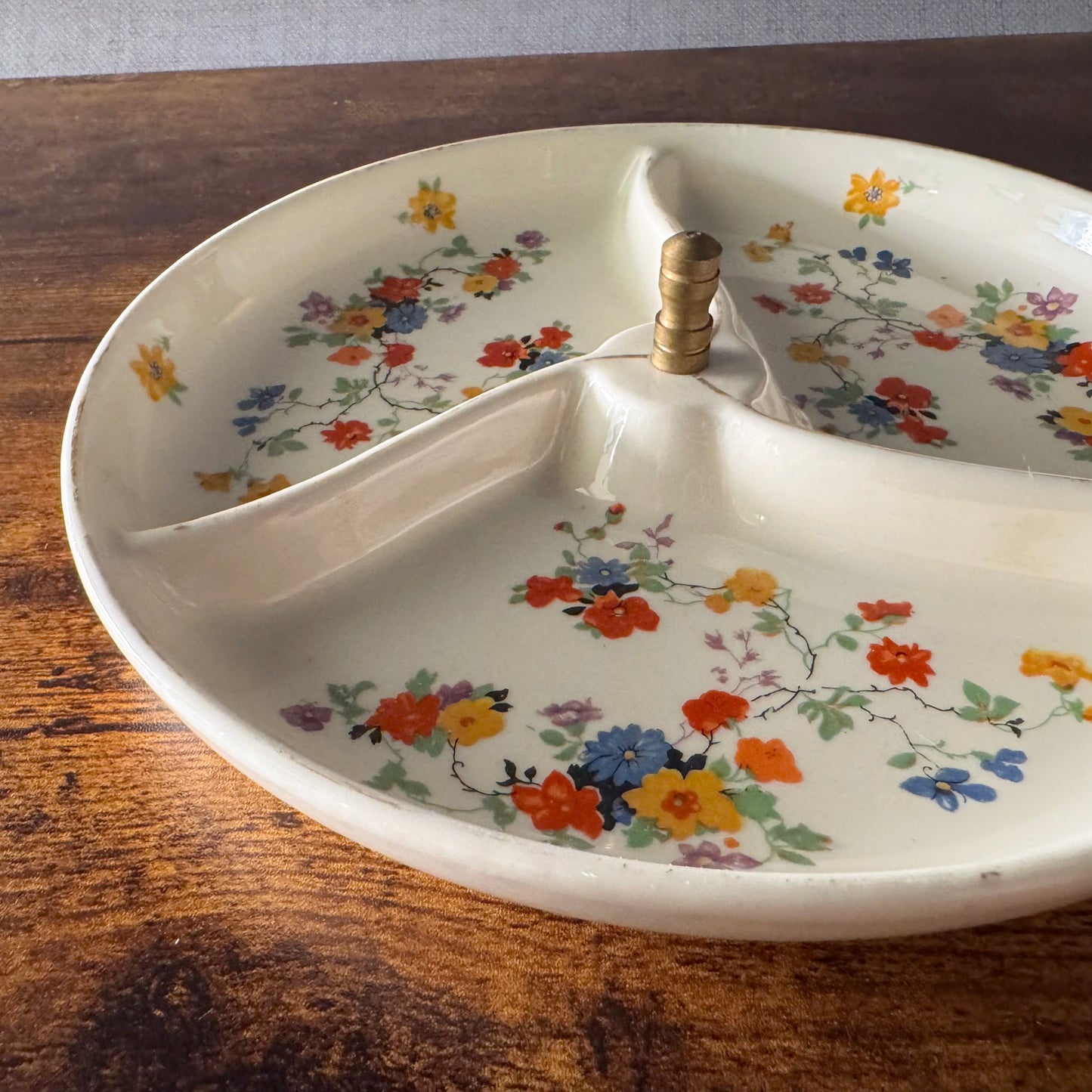 Vintage Made in Japan Divided Serving Dish | Floral Ceramic Relish Tray