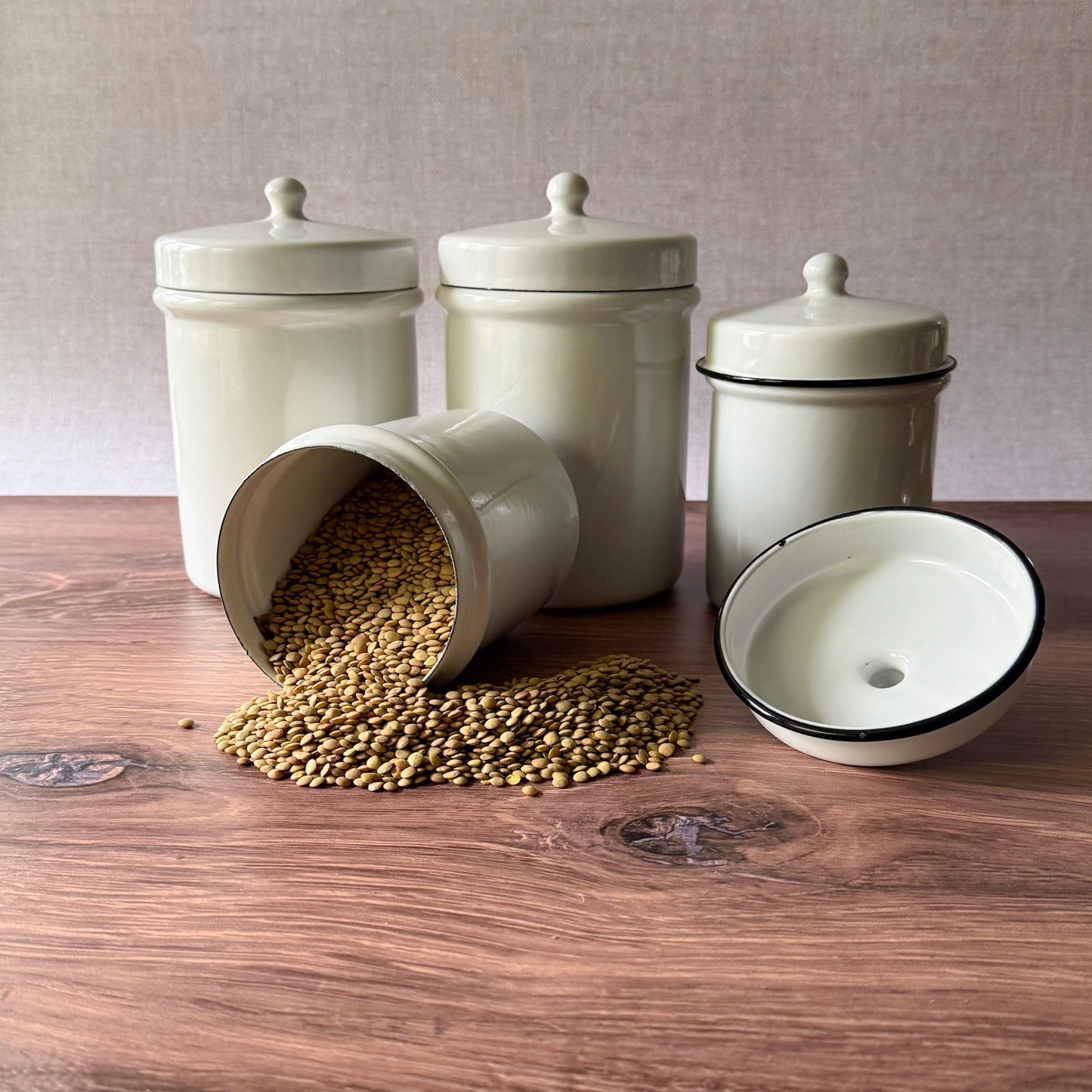 Vintage Enamelware Canister Set | Primitive Apothecary