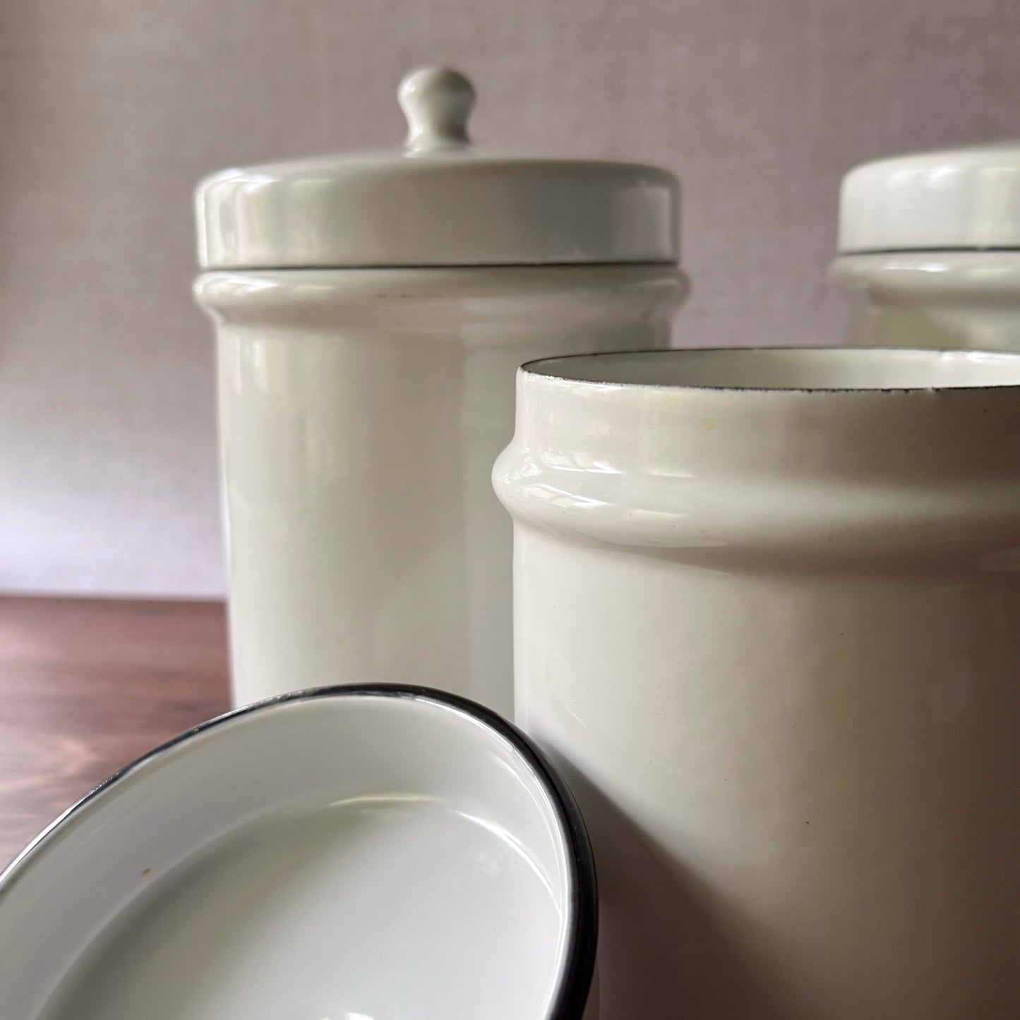 Vintage Enamelware Canister Set | Primitive Apothecary
