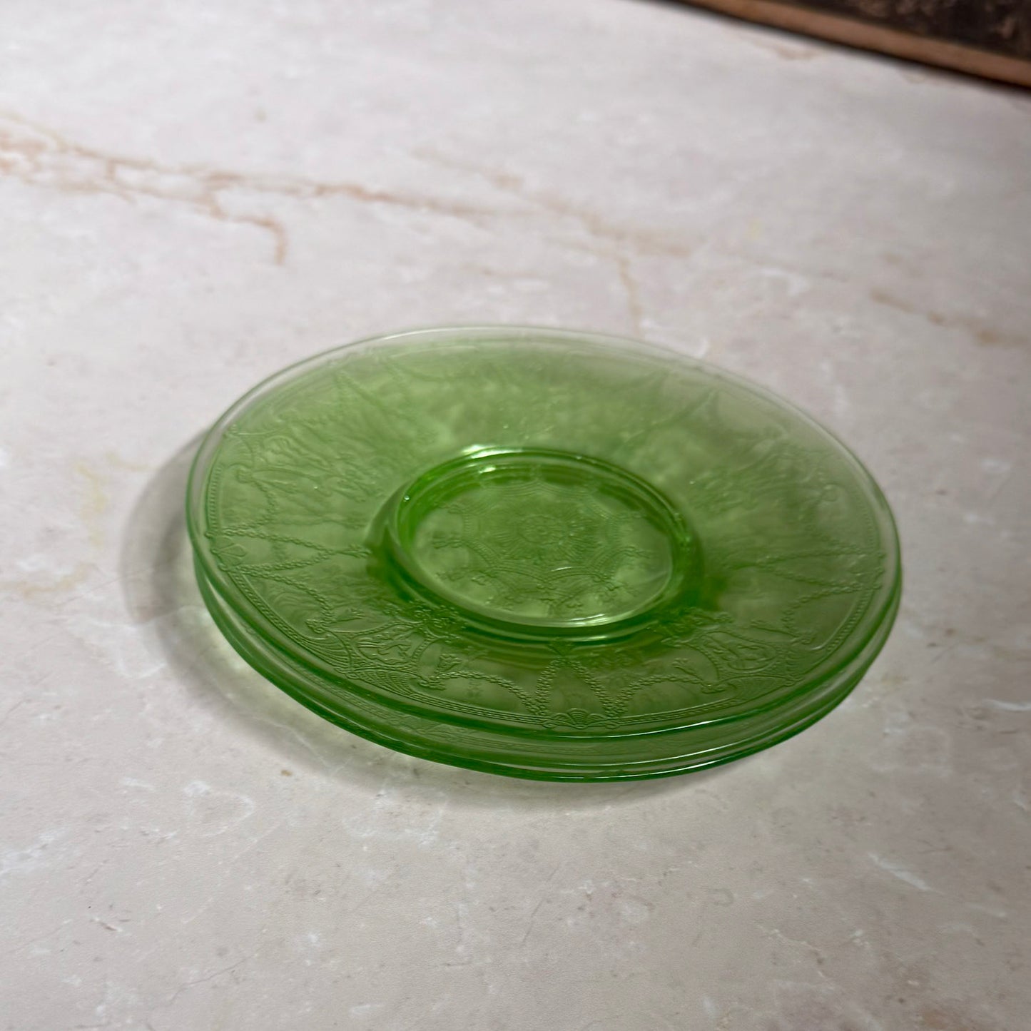 Vintage Hocking Cameo Ballerina Plate | Green Uranium Glass | 6"