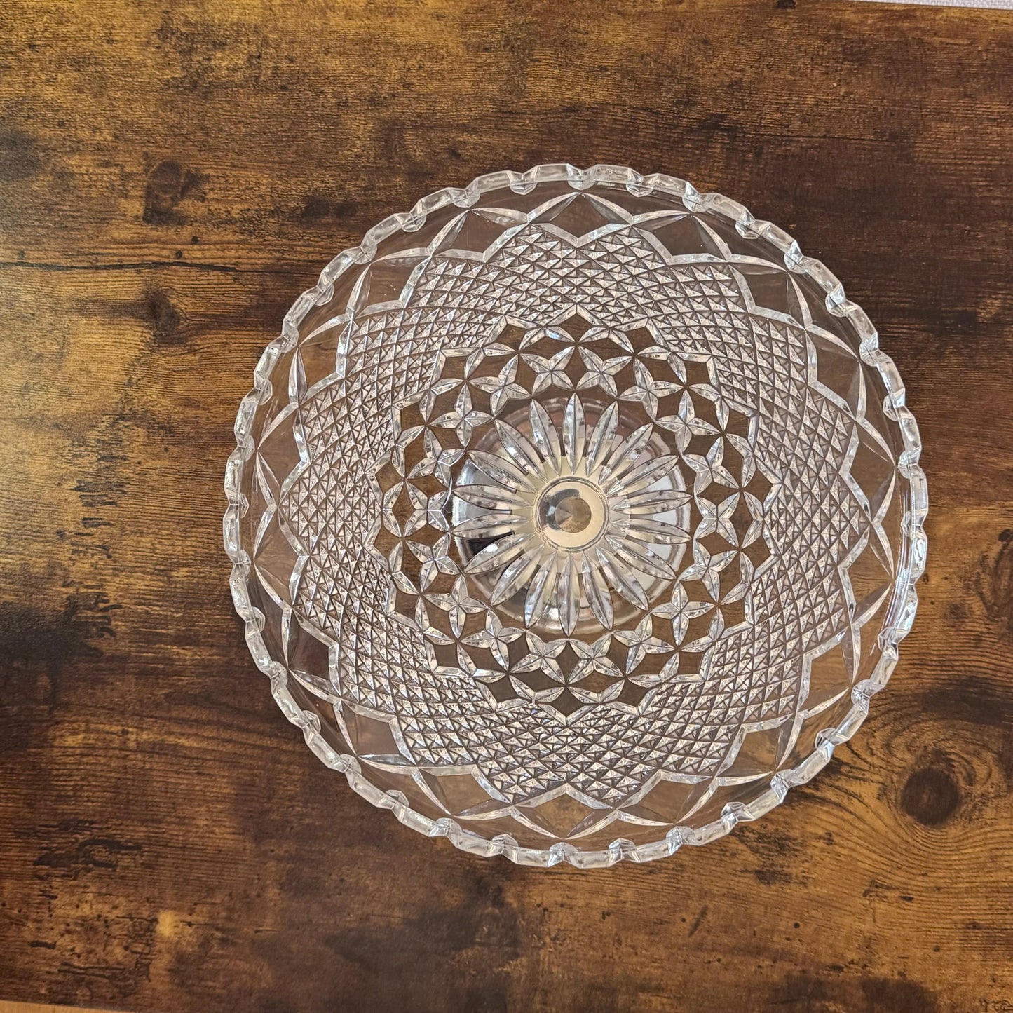 Vintage Cake Stand | Clear Pressed Glass | Metal Pedestal Base