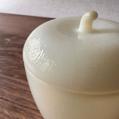 Vintage Apple Jam Jar | Milk Glass| Hazel-Atlas