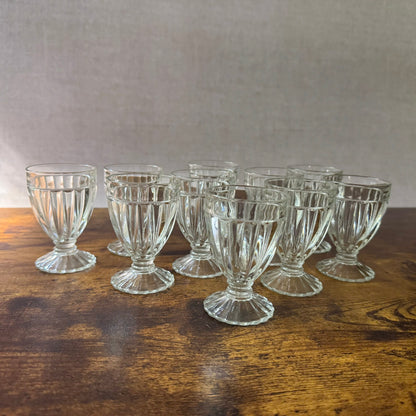 Vintage Small Goblets | Clear Ribbed Glass | Set of 4