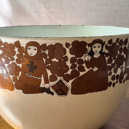 Vintage Enamel Mixing Bowl | Medieval Troubadour | Finel Arabia Kaj Franck