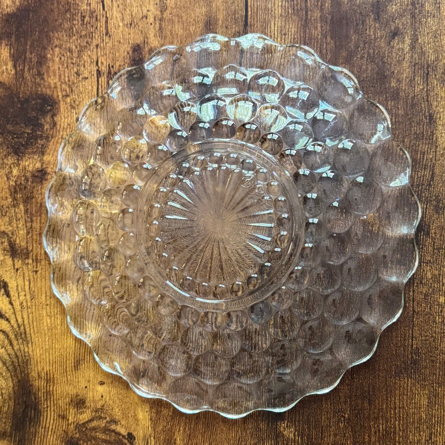 Vintage Dinner Plate | Clear Bubble Glass | Anchor Hocking