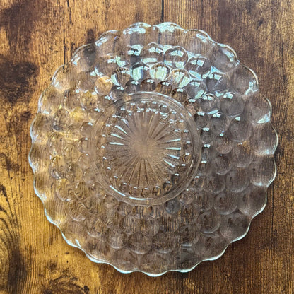 Vintage Dinner Plate | Clear Bubble Glass | Anchor Hocking