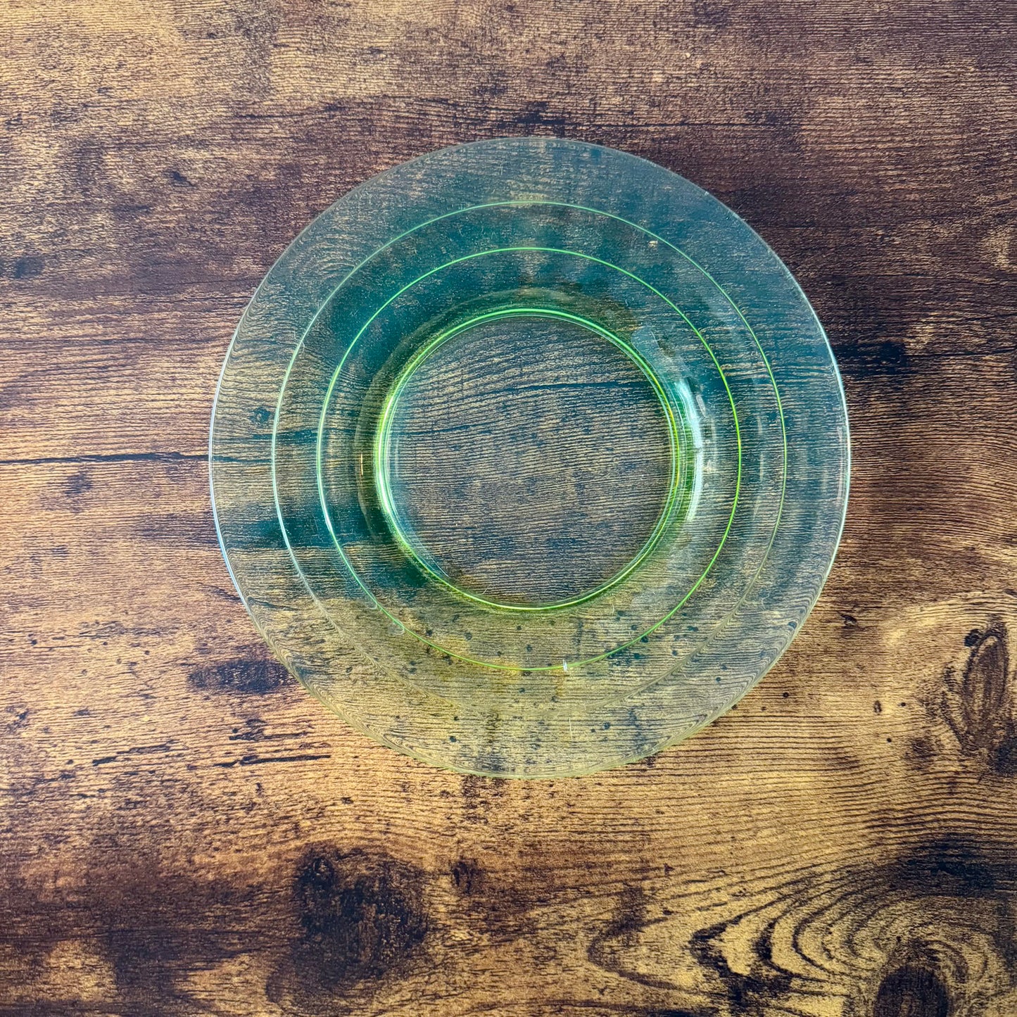 Vintage Anchor Hocking Block Optic Luncheon Plate | Green Uranium Glass