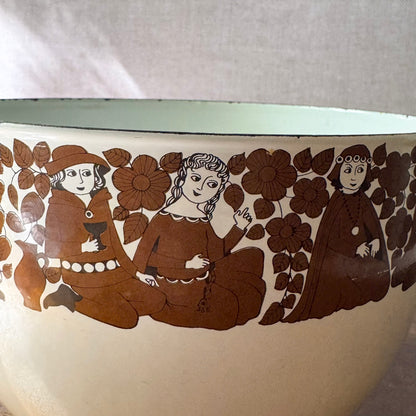 Vintage Enamel Mixing Bowl | Medieval Troubadour | Finel Arabia Kaj Franck