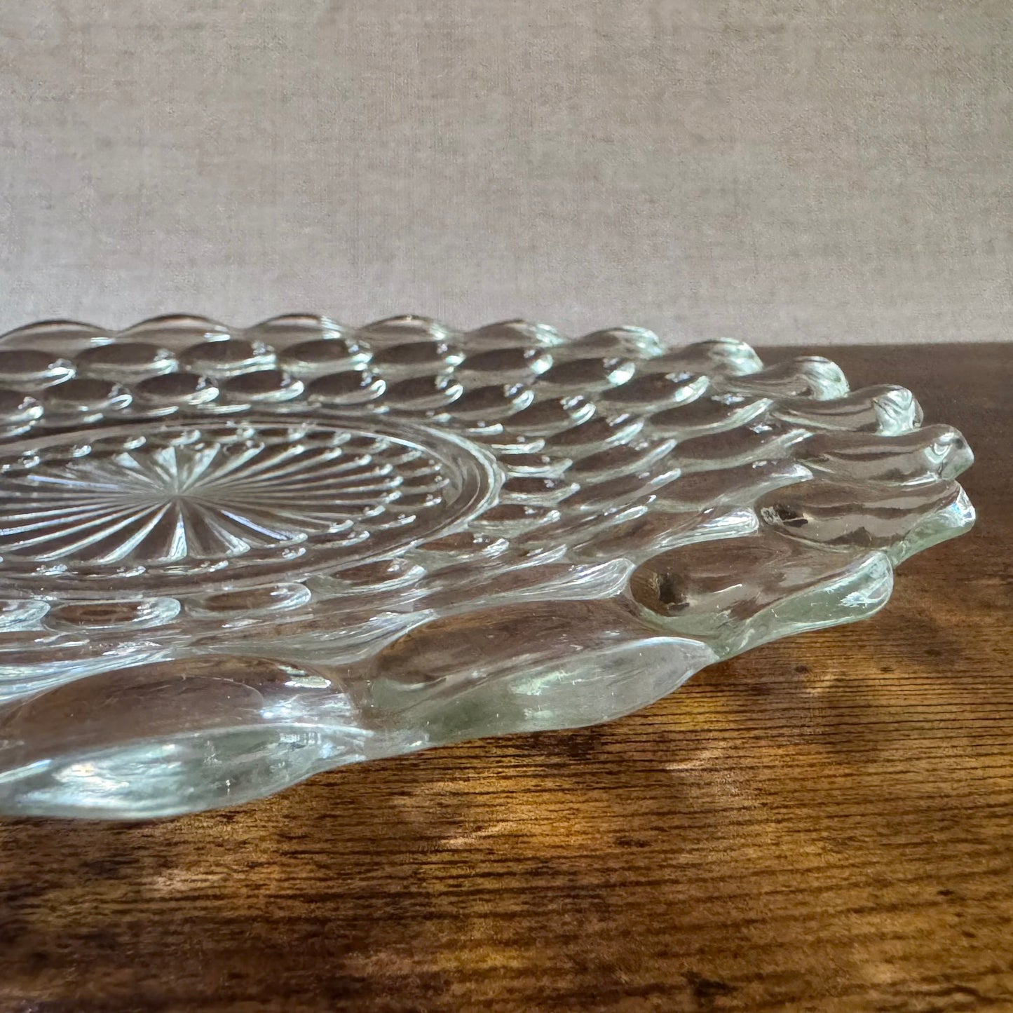 Vintage Dinner Plate | Clear Bubble Glass | Anchor Hocking