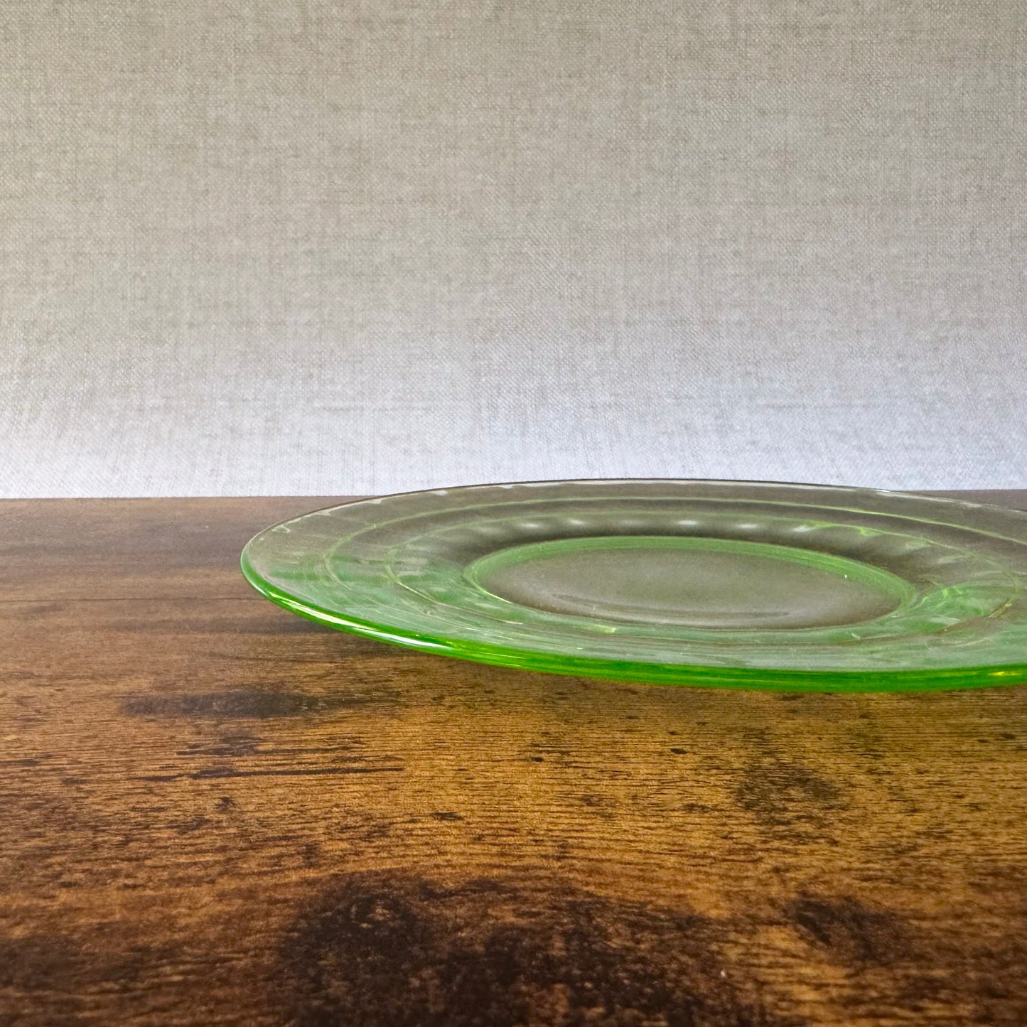 Vintage Anchor Hocking Block Optic Luncheon Plate | Green Uranium Glass