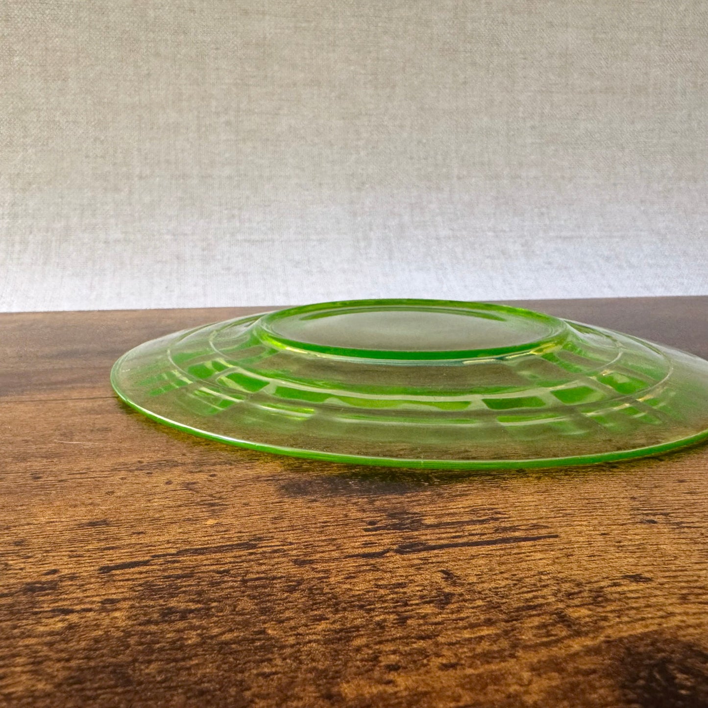 Vintage Anchor Hocking Block Optic Luncheon Plate | Green Uranium Glass