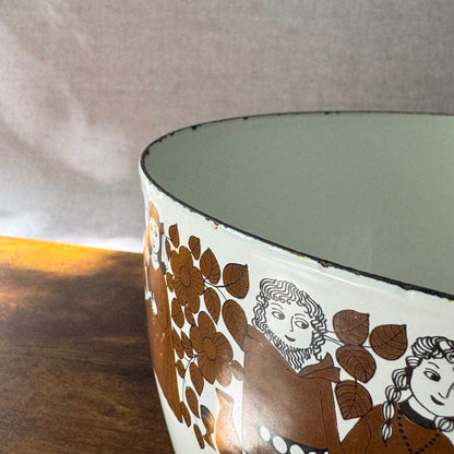 Vintage Enamel Mixing Bowl | Medieval Troubadour | Finel Arabia Kaj Franck