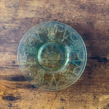 Vintage Hocking Cameo Ballerina Plate | Green Uranium Glass | 6"