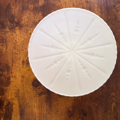 Vintage Milk Glass Cake Stand | Paneled Pedestal | Anchor Hocking