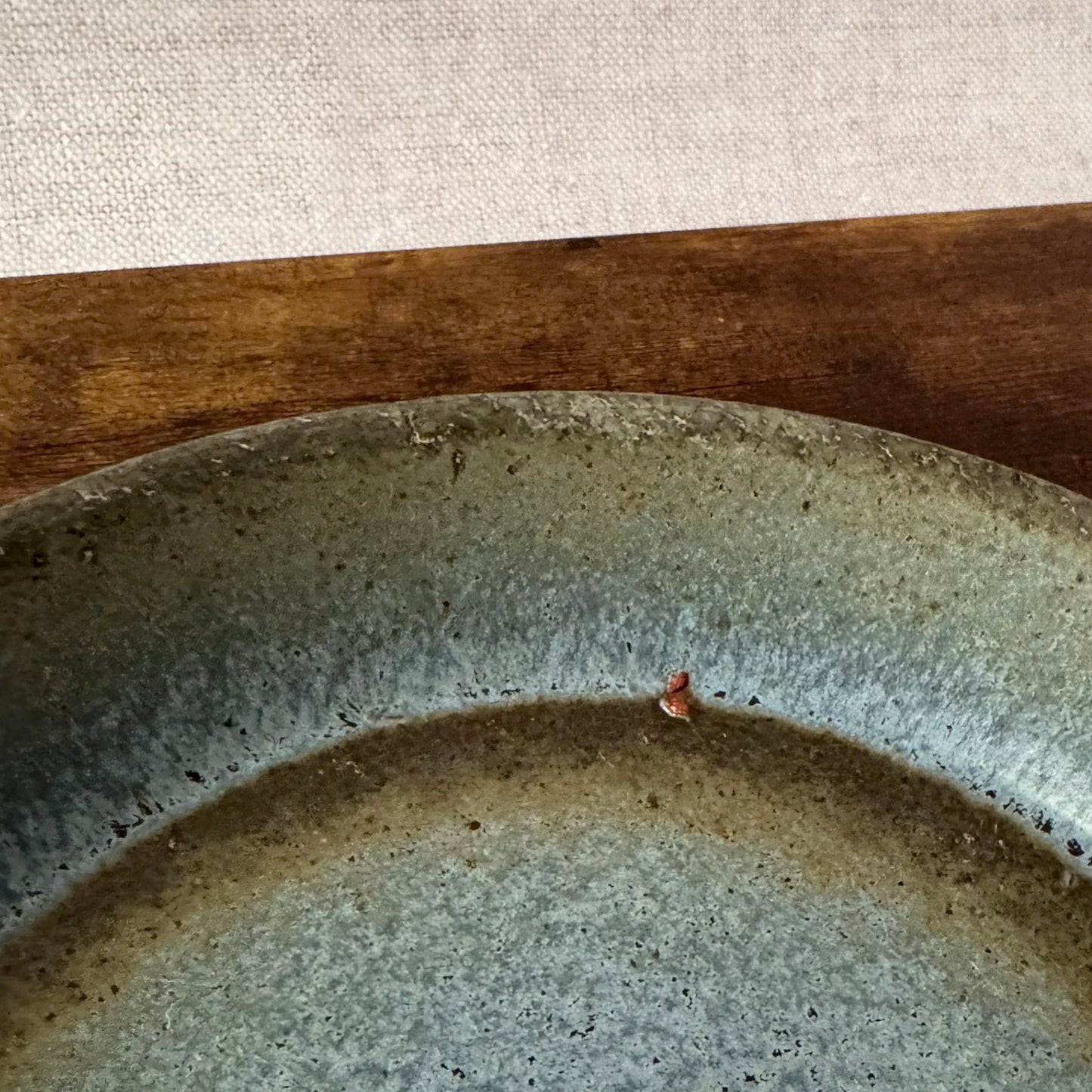 Vintage Stoneware Pie Plate | Primitive Blue Gray Glaze