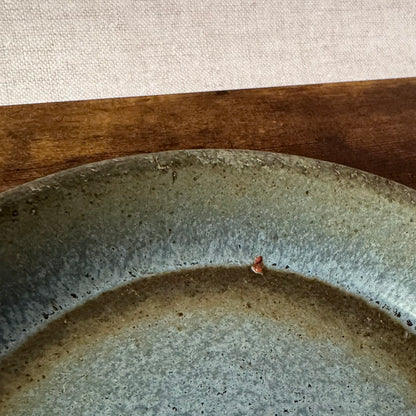 Vintage Stoneware Pie Plate | Primitive Blue Gray Glaze