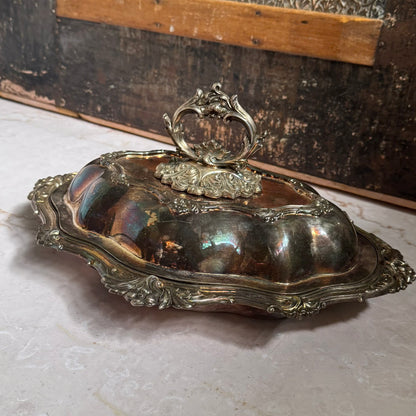 Vintage Silverplate Covered Serving Dish | Rococo Revival