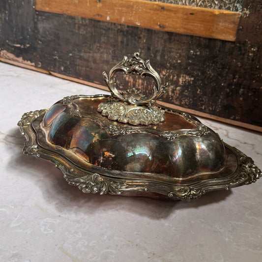Vintage Silverplate Covered Serving Dish | Rococo Revival