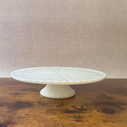 Vintage Milk Glass Cake Stand | Paneled Pedestal | Anchor Hocking