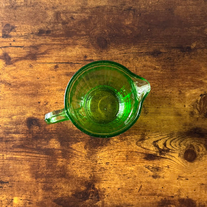 1930s Hazel-Atlas Green Ribbed Pitcher | Uranium Depression Glass
