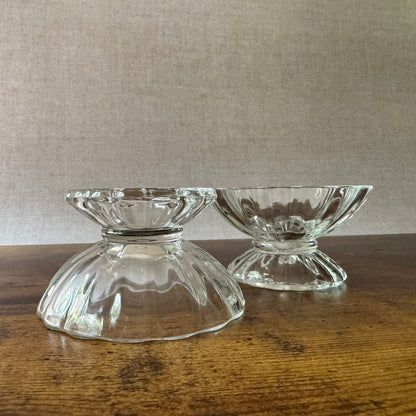 Vintage Footed Dessert Cups | Clear Ribbed Glass | Set of 2